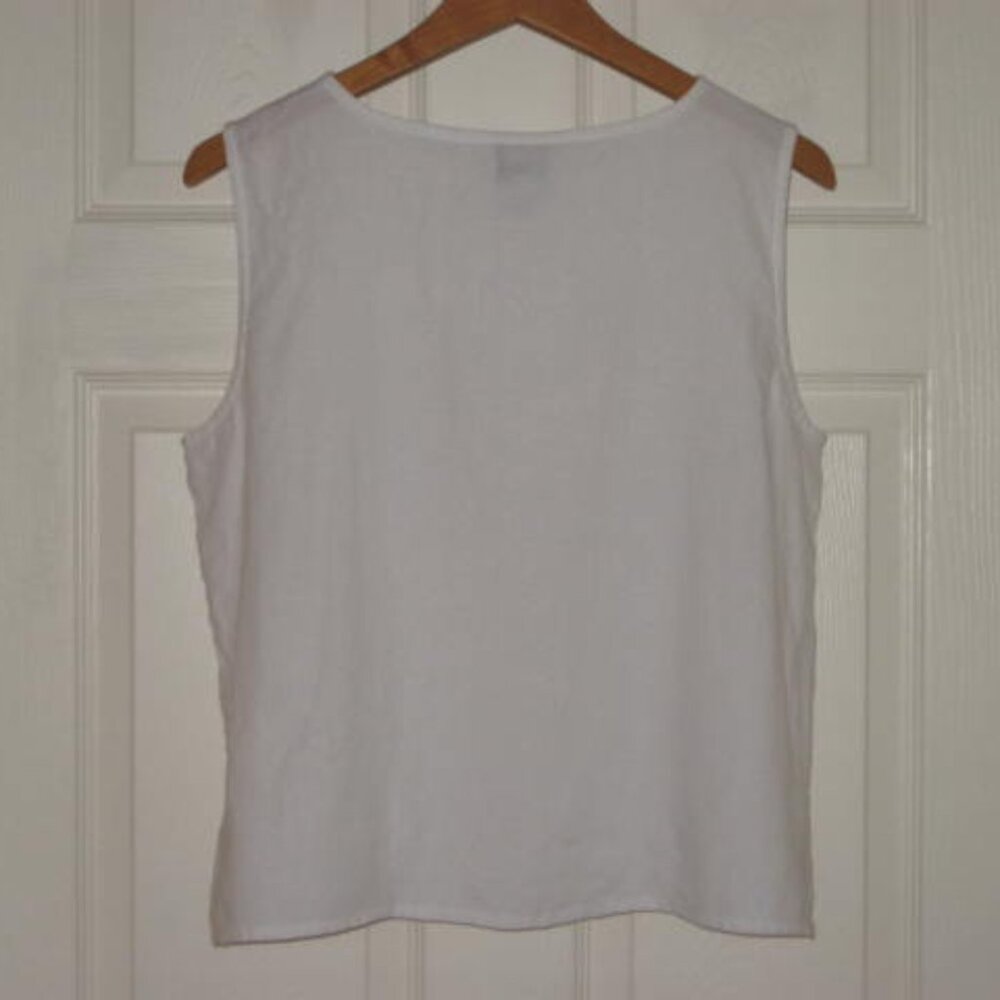 Eileen Fisher 100% Irish Linen Size Large L Sleeveless Tank Top White Excellent - Picture 4 of 6